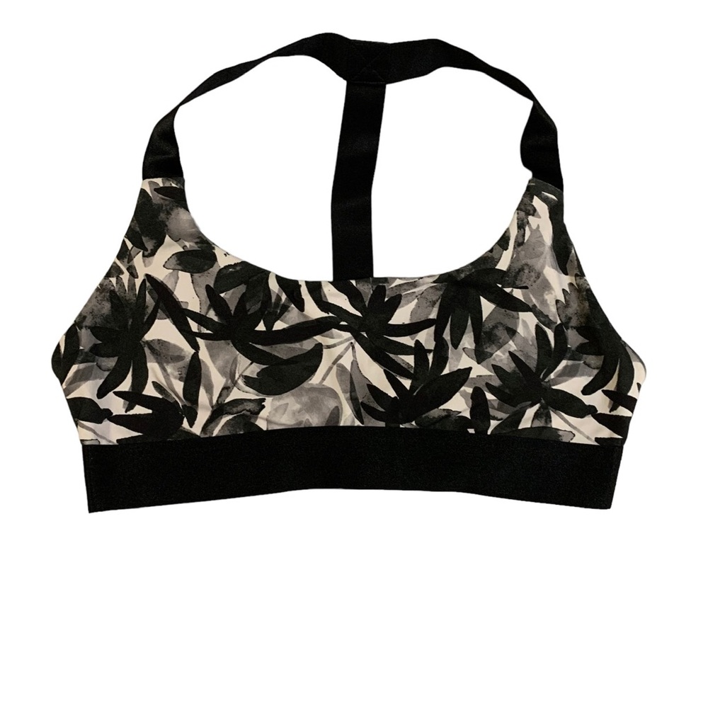 LOU & GREY Support Sports Bra Athletic Gray/Black/White Racer/Back Size Medium